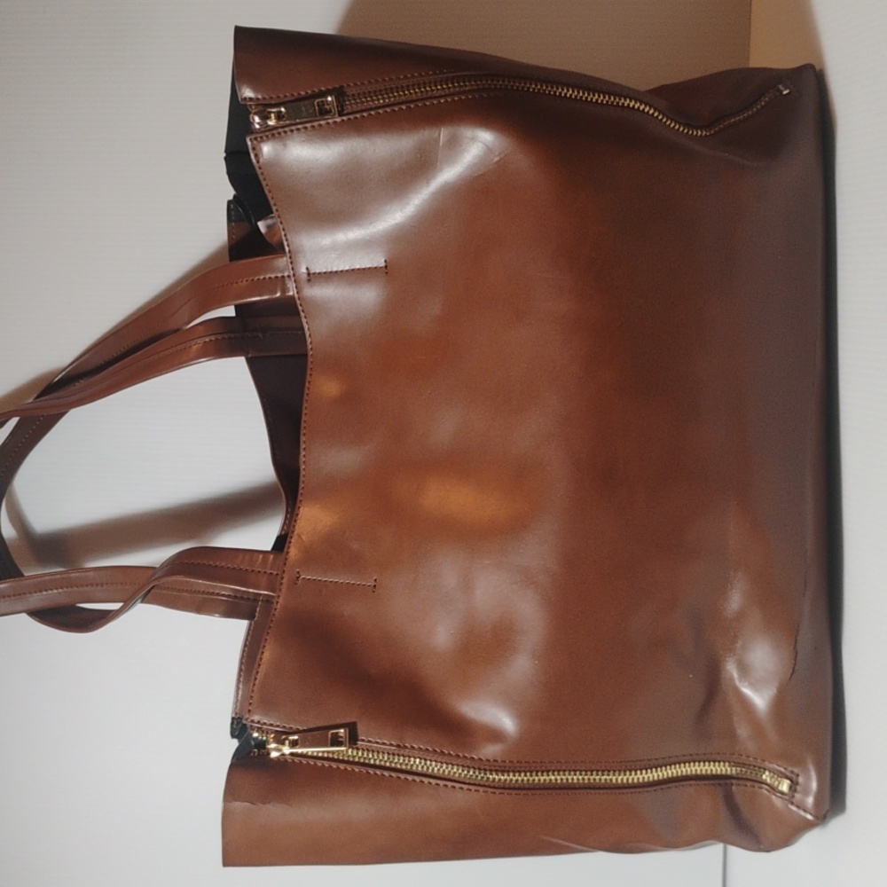 Sorial New York Tribecca Tote 100% Vegan Leather Cognac Brown - Picture 4 of 11